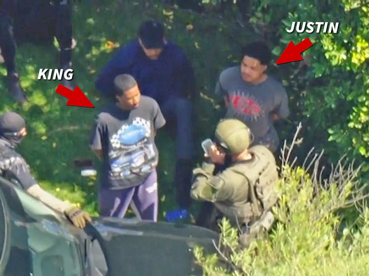 King and Justin Combs handcuffed alongside federal agents.