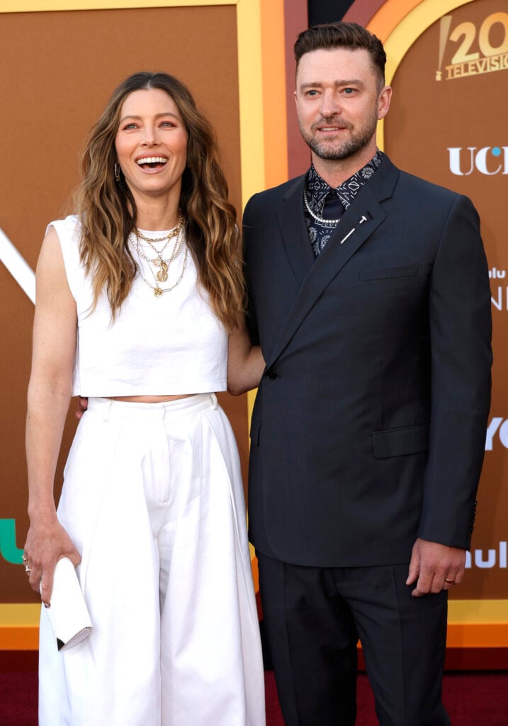 Jessica Biel and Justin Timberlake attend a movie premiere.
