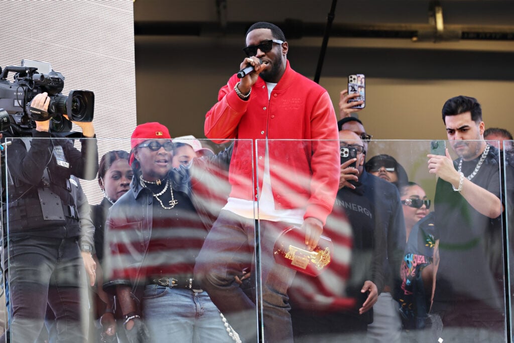 Sean Combs performs outdoors in Times Square