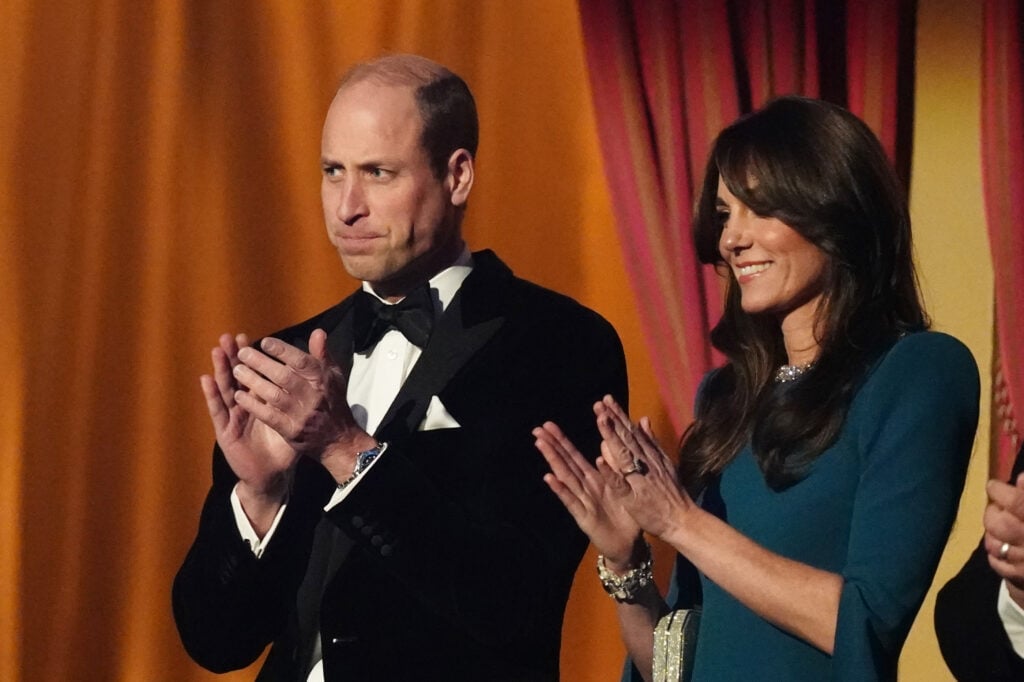 Prince William, Prince of Wales and Catherine, Princess of Wales clap during the Royal Variety Performance at Royal Albert Hall on November 30, 2023 in London, England.