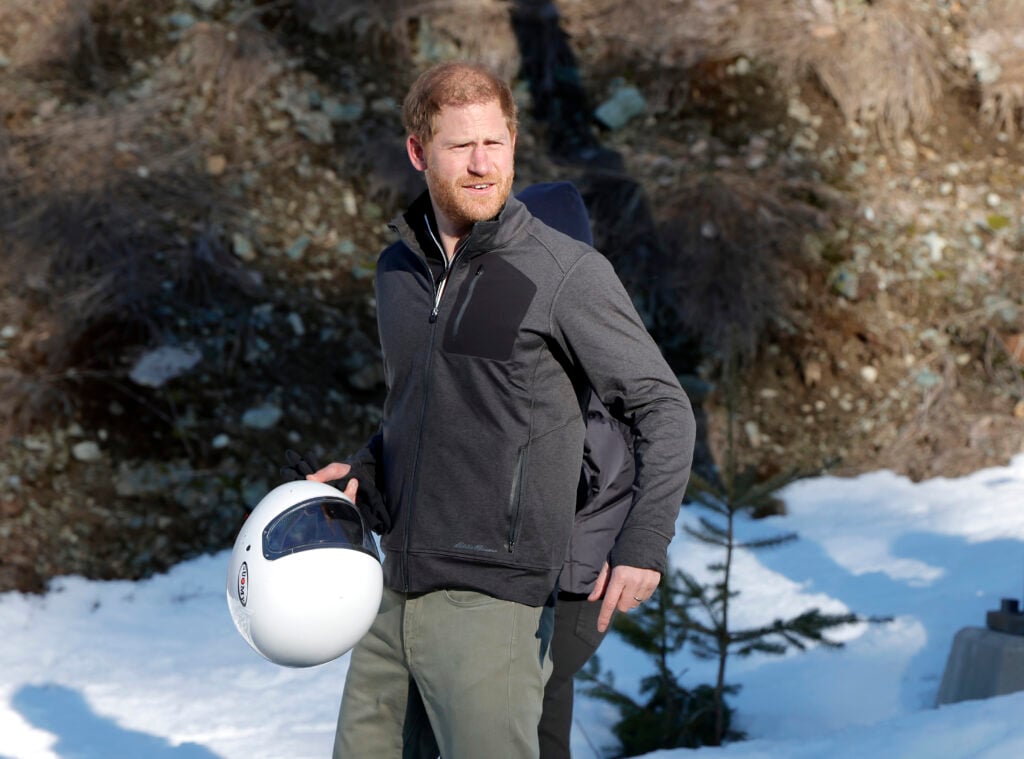 Prince Harry, Duke of Sussex attends the Invictus Games Vancouver Whistlers 2025 One Year To Go Winter Training Camp on February 15, 2024 in Whistler, British Columbia.
