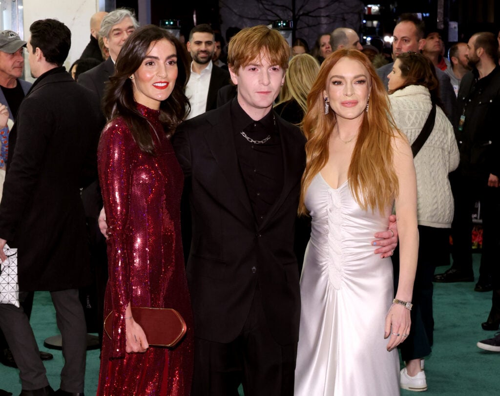 Aliana Lohan, Dakota Lohan and Lindsay Lohan attend a screening of the Netflix film "Irish desire" at the Paris Theater on March 5, 2024 in New York City.