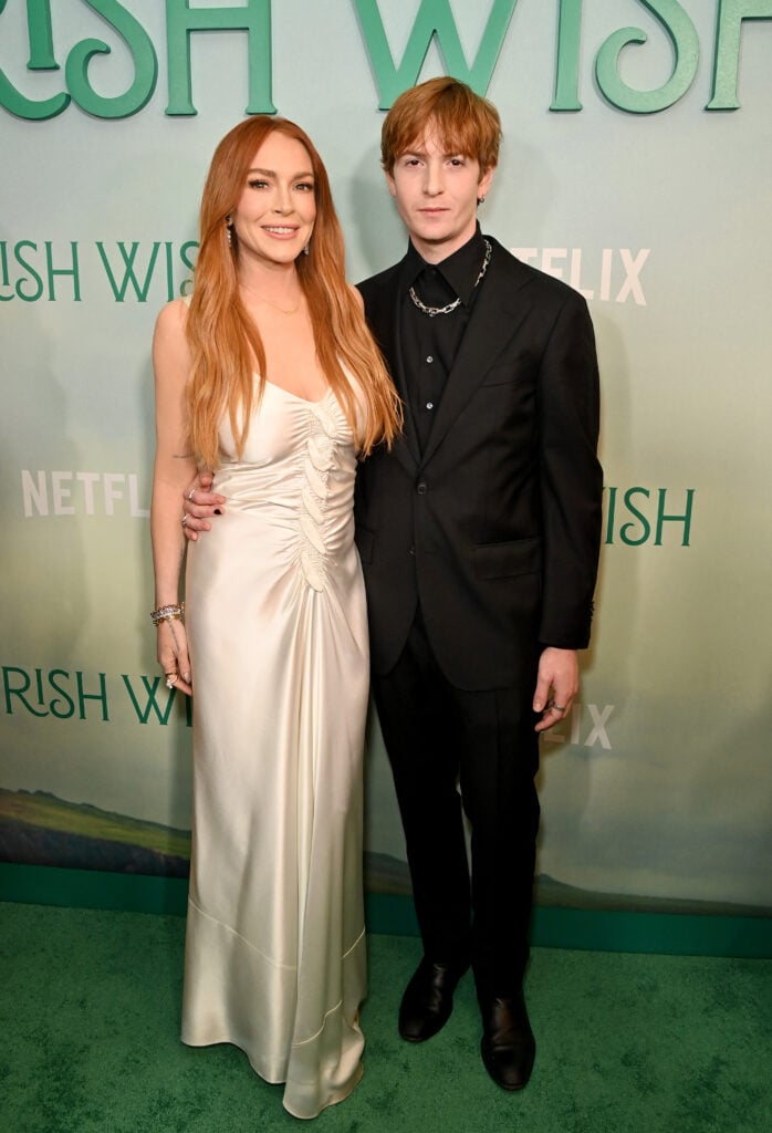 Lindsay Lohan and Dakota Lohan attend the Irish Wish New York Premiere at the Paris Theater on March 5, 2024 in New York City. 