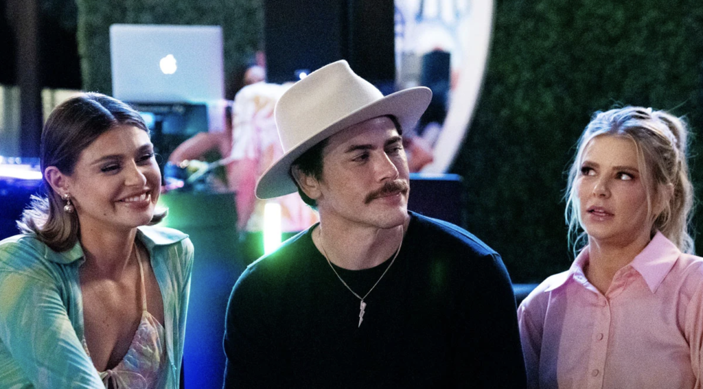 Raquel Leviss, Tom Sandoval and Ariana Madix in a scene from Vanderpump Rules.