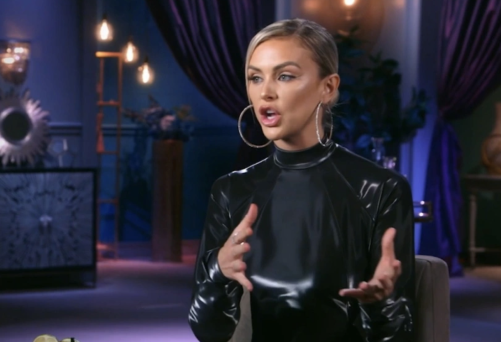 Lala Kent spills the tea in a scene from Vanderpump Rules. 