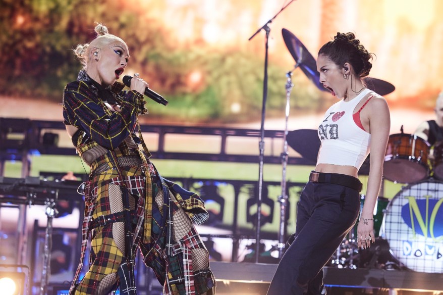 No Doubt's Gwen Stefani and Olivia Rodrigo perform on the Coachella Stage during the 2024 Coachella Valley Music and Arts Festiva