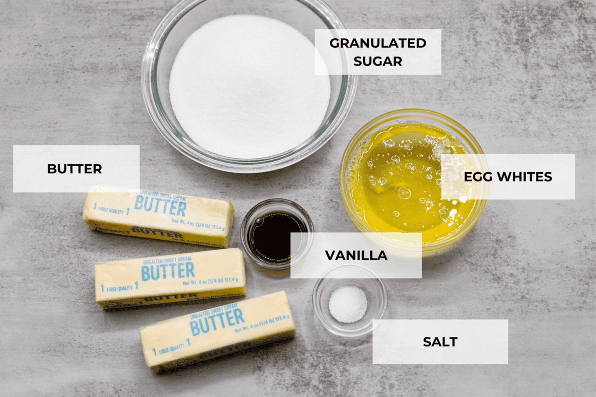 Ingredients with Labels for Swiss Meringue Buttercream