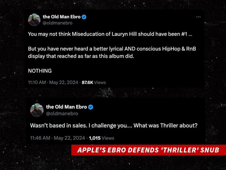 Apple's Ebro defends contempt for 'Thriller'