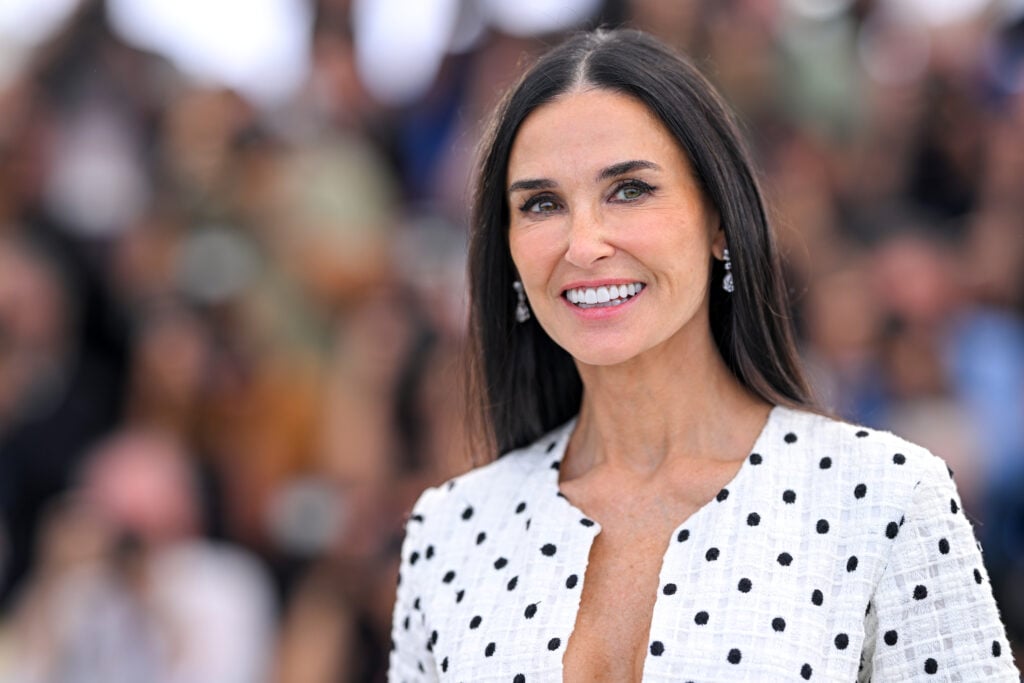 Demi Moore at Cannes on May 20, 2024, smiling.