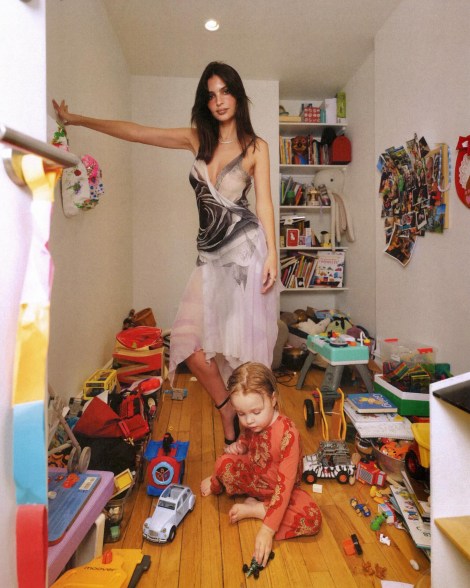 MOM AT PLAY: Emily Ratajkowski elegantly takes care of son Sylvester, 3, during her off hours.