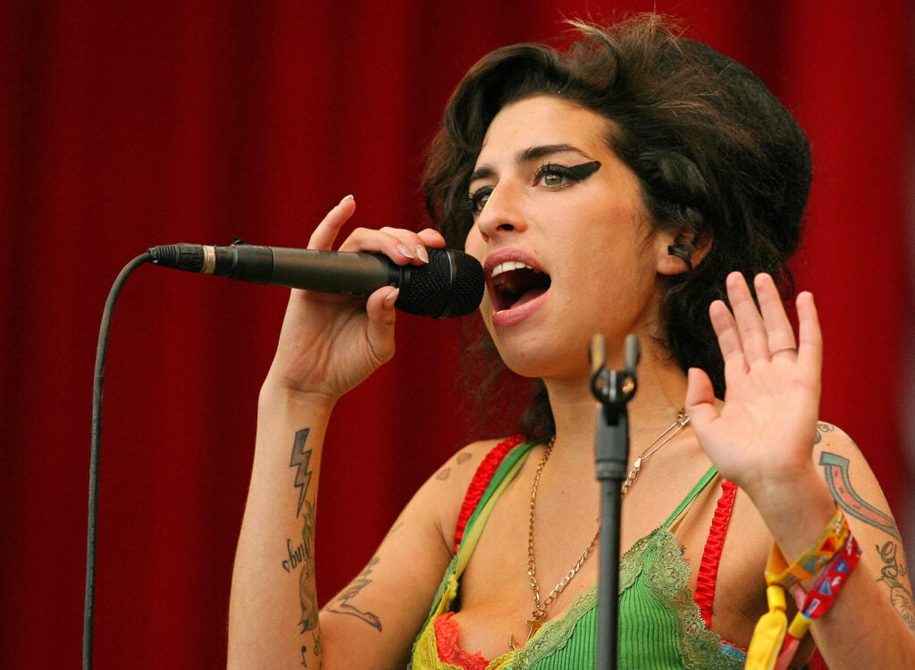 Amy Winehouse performs at the Glastonbury music festival in Pilton, Somerset, southwest England, on June 22, 2007.   