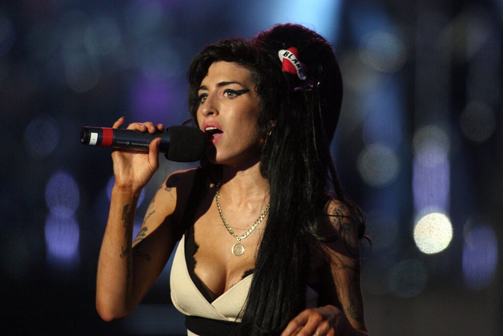 Amy Winehouse performs during the 46664 concert celebrating the life of Nelson Mandela in Hyde Park on June 27, 2008 in London, England. 