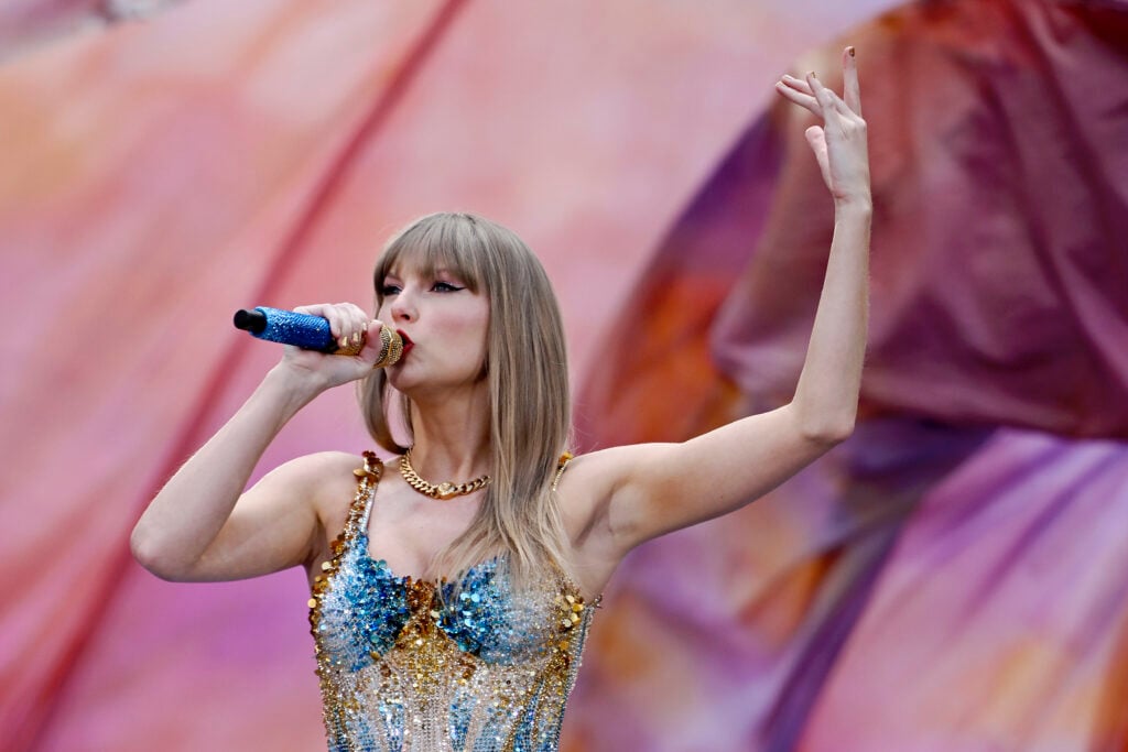Taylor Swift in June 2024, playing Wembley Stadium in London on the first weekend of summer.