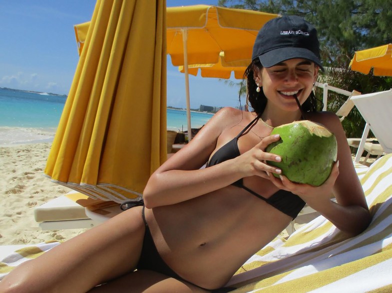 CUCKOO TO COCONUTS: Model Kaia Gerber kicks back and relaxes in the Cayman Islands.