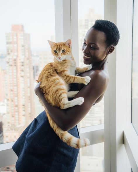 SHOW AND TAIL: Lupita Nyong'o is a great kitty, as long as her cat Yoyo is by her side.
