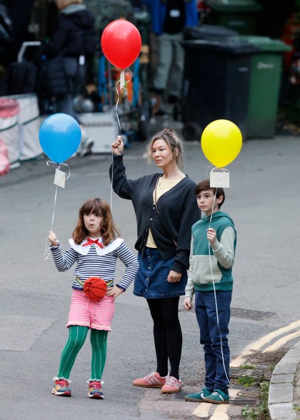 PARTY CITY: Renée Zellweger proves she's not tired of Bridget Jones as she's back on set for the fourth film, 