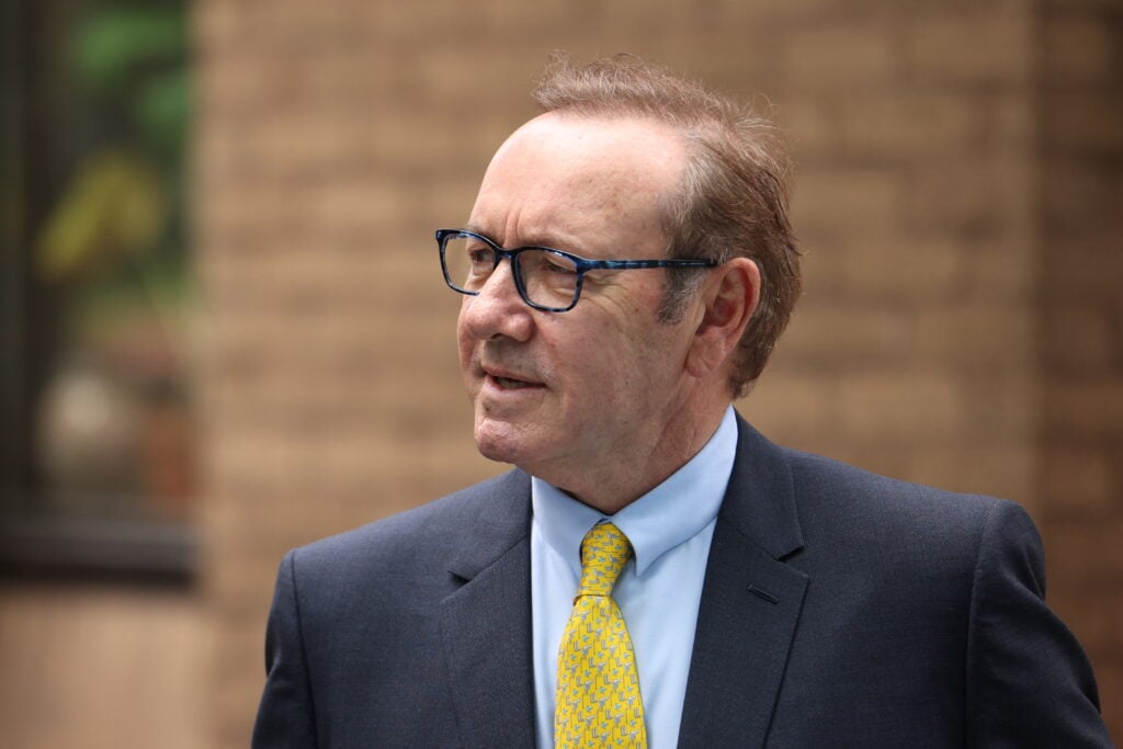 Kevin Spacey is seen leaving for lunch at Southwark Crown Court on July 25, 2023 in London, England. 
