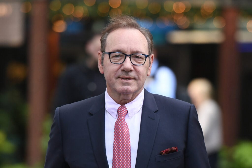Kevin Spacey arrives at Southwark Crown Court as the jury deliberates his sexual assault trial on July 26, 2023 in London, England.