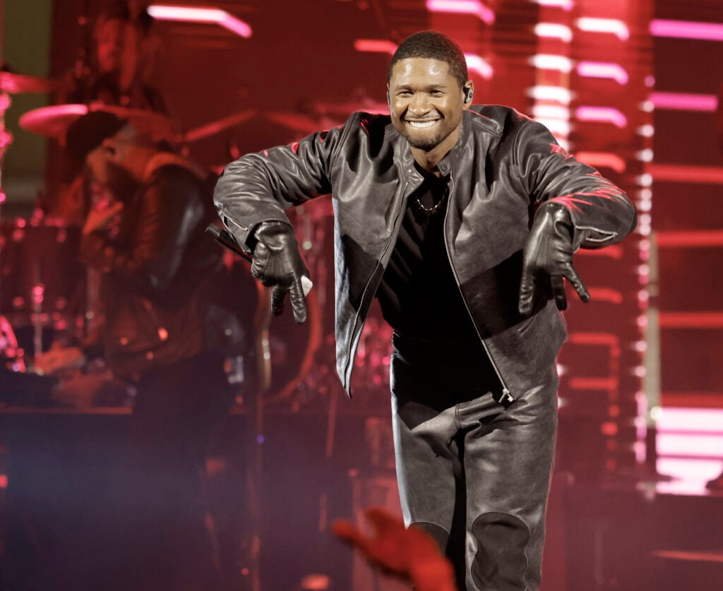 Usher performs onstage during a taping of iHeartRadio's Living Black 2023 Block Party in Inglewood, California. 
