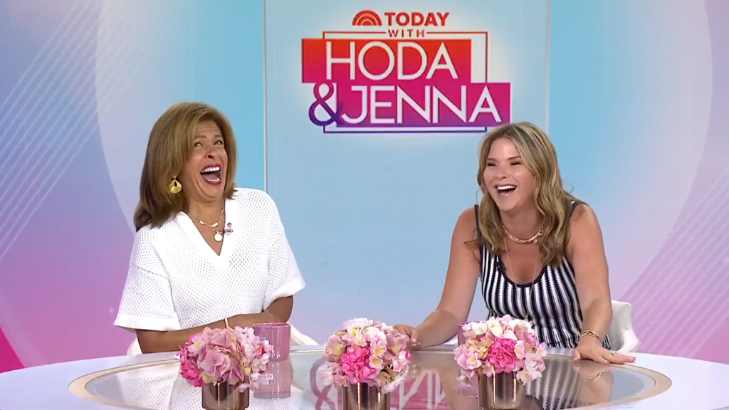 Hoda Kotb and Jenna Bush Hager hosting TODAY in July 2024.