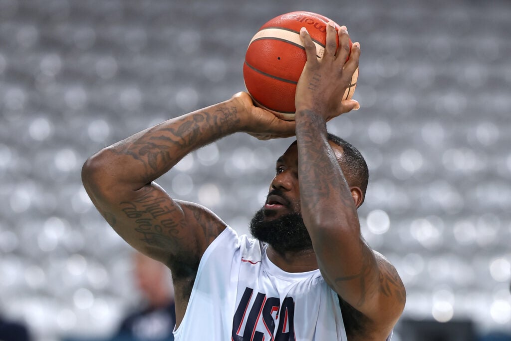 LeBron James with Team USA ahead of the 2024 Paris Olympics on July 24, 2024.