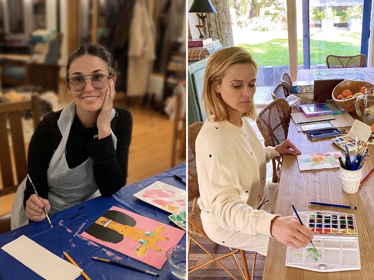 Celebrities painting at home
