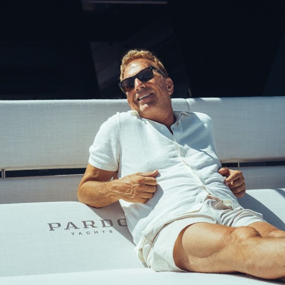 CRUISE CONTROL: At sea in Italy, Kevin Costner relaxes in a more peaceful version of “Waterworld.”