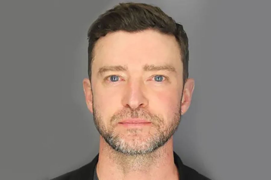 In this image provided by the Sag Harbor Police Department, musician Justin Timberlake is seen in an arrest photo on June 18, 2024 in Sag Harbor, New York.