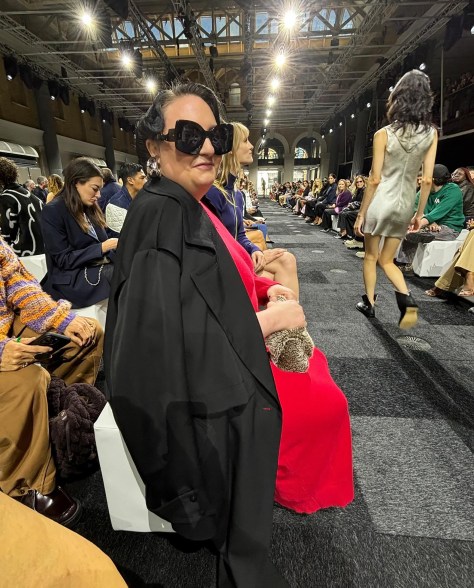 FASHION 'GIRLS': Lena Dunham prepares to take style notes at the JW Anderson show at London Fashion Week.