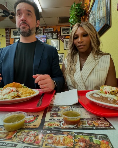 TACO TWOFER: Serena Williams and husband Alexis Ohanian eat in Los Angeles.