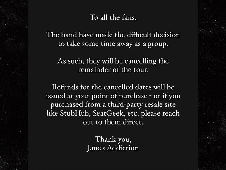 janes addiction cancels insta tour