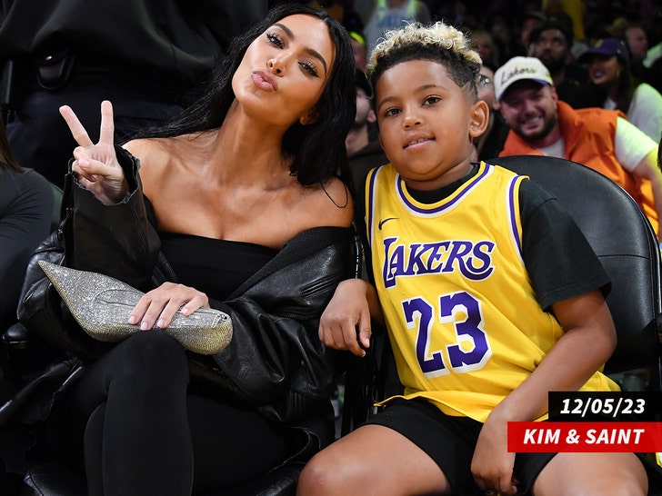 kim kardashian and saint west lakers game