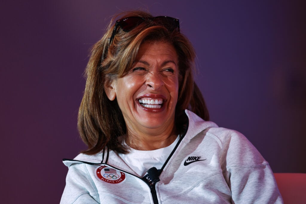 Hoda Kotb moderates the gymnastics panel during the Team USA Media Summit at the Marriott Marquis Hotel on April 15, 2024 in New York City. 