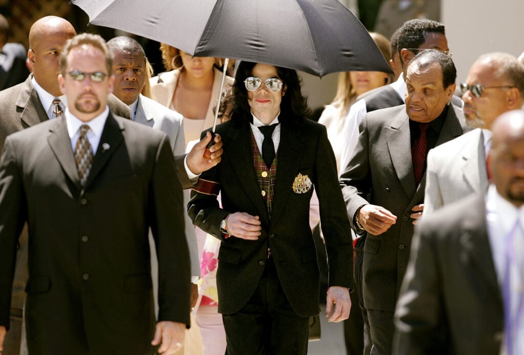 Michael Jackson during his trial stemming from his 2003 indictment.