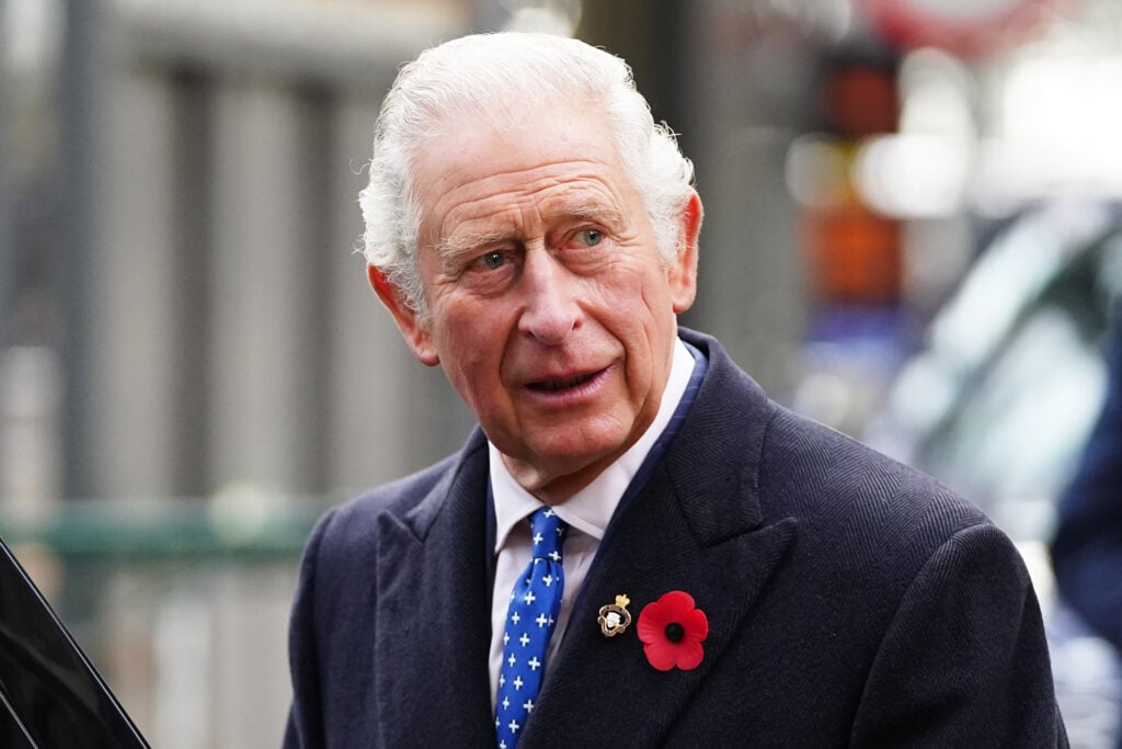 Prince Charles, Prince of Wales, visits Glasgow Central Station to see two green, alternative fuel trains as part of Network Rail's "Green Trains @ COP26" event on November 5, 2021 in Glasgow, Scotland. 