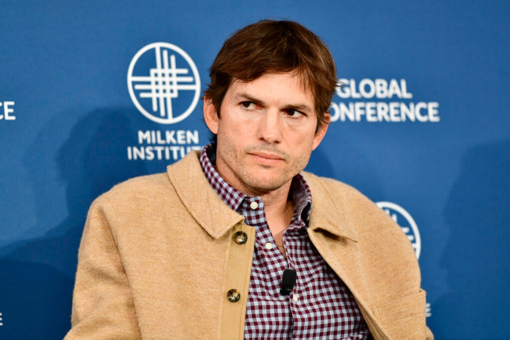 Ashton Kutcher attends the 2023 Milken Institute Global Conference at The Beverly Hilton on May 1, 2023 in Beverly Hills, California. 