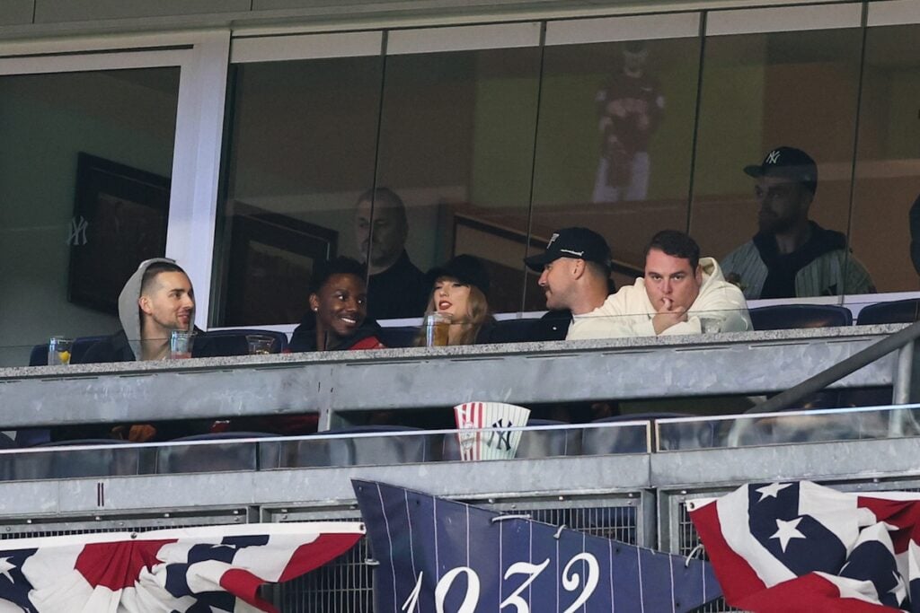 Taylor Swift and Travis Kelce attend the first game of the American League Championship Series 