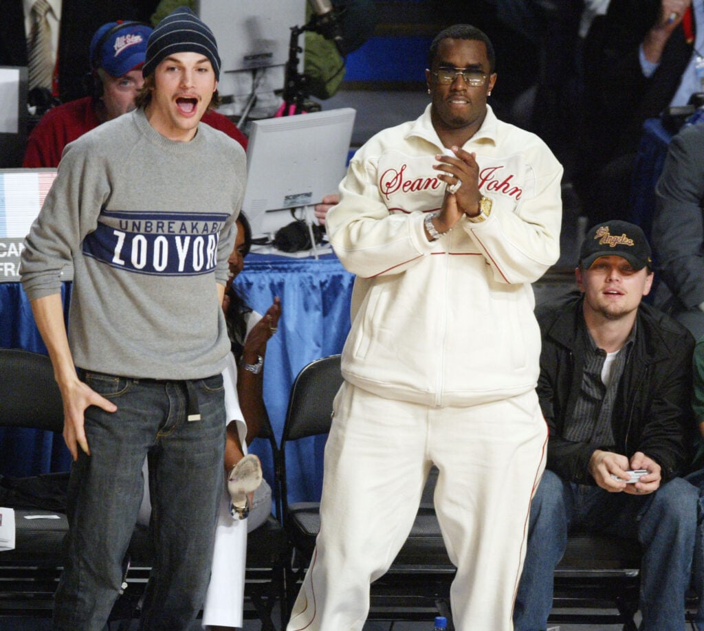 Actor Ashton Kutcher, Kim Porter, music producer Sean 