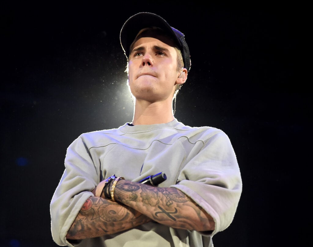 Justin Bieber performs on stage during An Evening With Justin Bieber at Staples Center on November 13, 2015 in Los Angeles, California.  