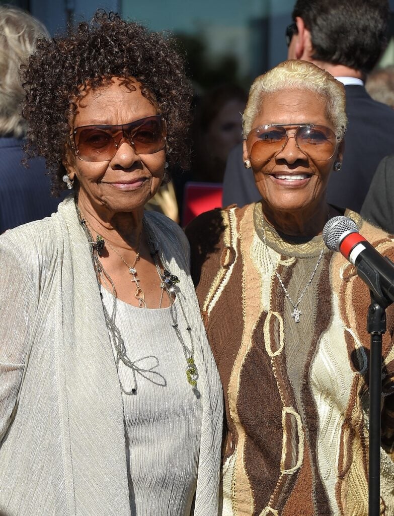     Cissy Houston (L) and her niece Dionne Warwick attend the Grammy Museum Experience